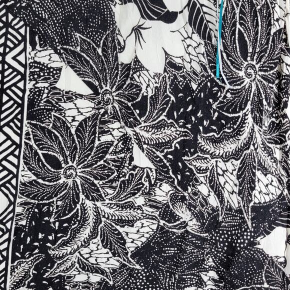 VTG Jams World Voile Zabiscus Dress Womens L Black White Rare Print Side Slit - Picture 11 of 14